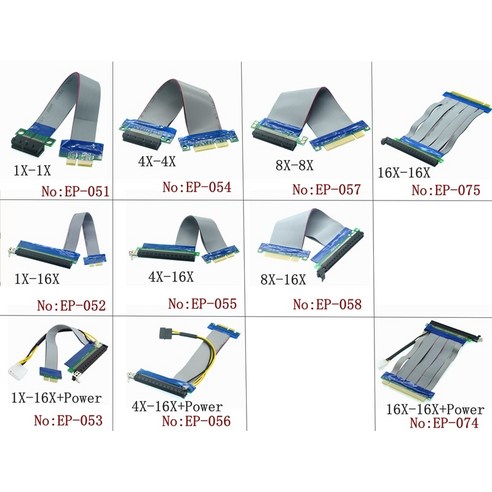 PCIE 확장카드 무선랜 데스크탑 PCI 익스프레스 라이저 카드 컨버터 익스텐더 그래픽 GPU 채굴용 리본 연장 케이블 PCI-E 1X 4X 8 16X 에서, 6.0.2m - 4X-16X-Power