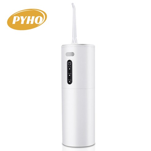 PYHO 구강세정기 무선 탈부착 가능 대용량 280ml 휴대용 초음파 휴대용 무선 스마트 구강세정기 화이트, 3가지 모드-화이트