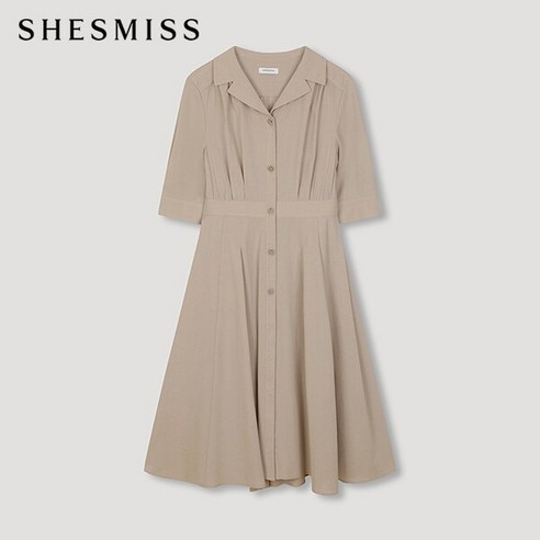 [쉬즈미스(SHESMISS)] [쉬즈미스] 린넨 블렌드 오픈칼라 원피스_SWWOPN21030_BE