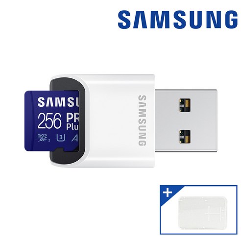 삼성전자 마이크로 SD카드 외장 메모리 PRO PLUS 리더기 포함 + 케이스, 512GB리더기 + 케이스