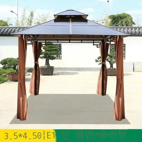 Fuhe 야외 정자 사각정자 PC 햇빛판 오두막 농가락 텐트 별장 정원 사주정 농장막 .x.미터 사주정, 3.5x4.5m사주정+둘레