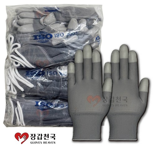 장갑천국 PU 탑 손끝 코팅장갑 탑피트 M사이즈, 30개, 회색