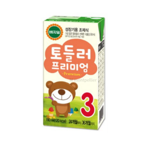 베지밀 토들러 프리미엄 3단계 아기두유, 0 프리미엄 원액 두유, 190ml, 48개