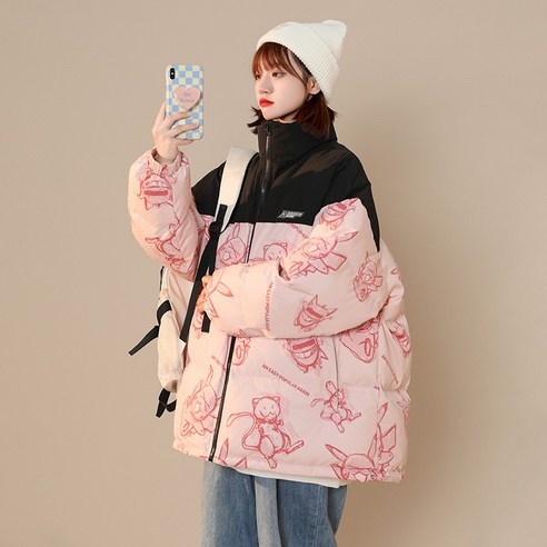 YY 여성 면직물 코트 새로운 겨울 홍콩 스타일 한국어 스타일 느슨한 코튼 패딩 코트 겨울 두꺼운 서양식 코튼 패딩 코트