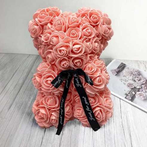 [LOVE MQ] 25cm 빨간 곰 인공 비누 장미 Teddi 곰 영원한 장미 꽃 크리스마스 발렌타인 선물 여자 친구 드롭 배송, 옐로우