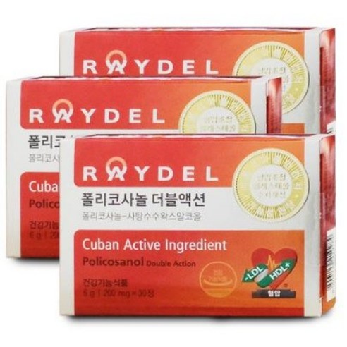 폴리코사놀  레이델 폴리코사놀 더블액션 200 mg X 30정 정품, 3개