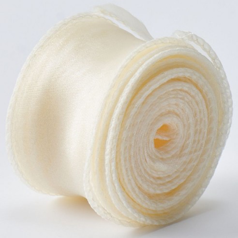상일상회 오간디 리본 16가지 고급 선물 꽃다발 포장 끈, 베이지, 40mm*9m, 1개