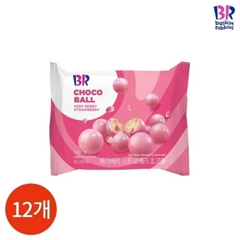 베스킨라빈스 베리베리스트로베리 초코볼, 12개, 32g