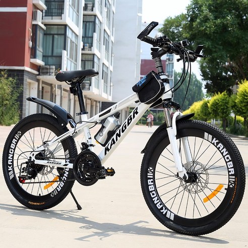 쇼핑타임 해외직구 청소년용 26인치 24단 산악 MTB 팻바이크 서스펜션(국내착불배송&사은품 증정), 24인치, 21단, 화이트블루