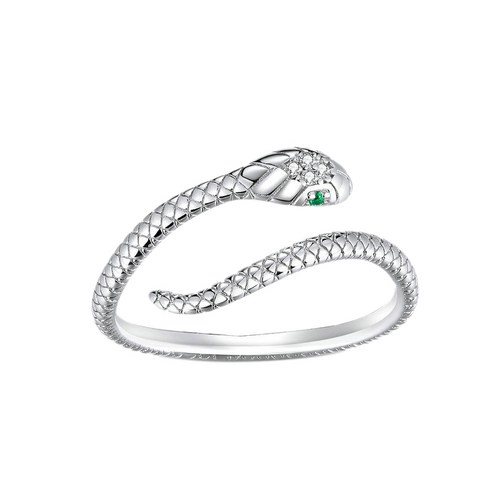 Retemporel 여성을위한 뱀 반지 S925 실버 조정 가능한 녹색 지르콘 레트로 파인 쥬얼리 예쁜 질감 디자인