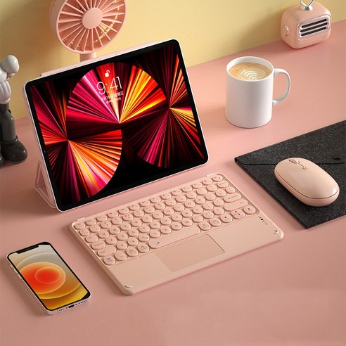 키보드 마우스세트 IPad 무선 블루투스 호환 Teclado iPad Xiaomi 화웨이 태블릿 안드로이드 IOS, PinkwithMouse, 하나, 하나