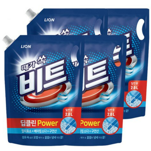 비트 딥클린파워 액체세제 파우치형 일반용, 2L, 8개