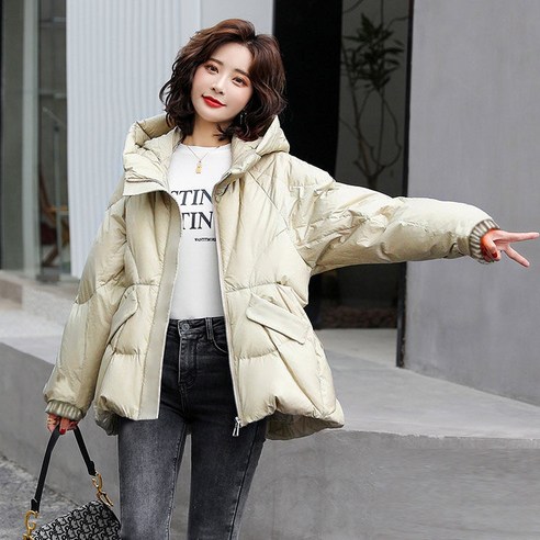 화이트 오리 쟈켓 여성 짧은 겨울 새로운 한국어 스타일 느슨한 모든 일치하는 패션 코트 트렌디