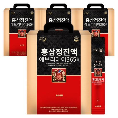 순수식품 홍삼정진액 에브리데이 365 스틱, 100포, 1000g, 4개