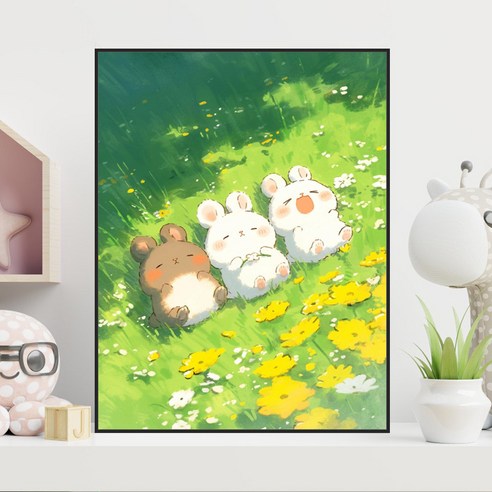 코지하루 DIY 명화그리기 유화 그림 그리기 아크릴화, 나른한 토끼B 30x40 (B851), 1개