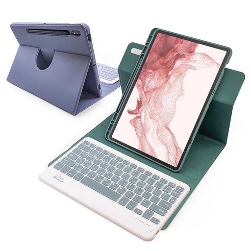 태블릿 경험을 한 단계 업그레이드하는 삼성 갤럭시탭 S8 플러스/S7+/S7 FE용 혁신적인 콤비 회전 블루투스 키보드 케이스