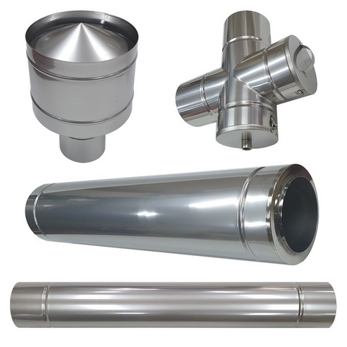 125mm 스텐연통 화목난로 벽난로 보일러 연도, 스텐니플(126-126) 수직설치시 필요