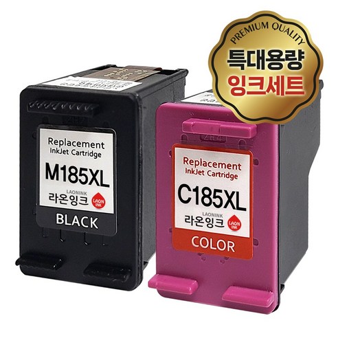 삼성 (특대용량 잉크세트) INK-M185 INK-C185 검정 컬러 SL-J1680 J1683 J1685 J1780W J1780DW J1785W M185XL C185XL 라온잉크, 1세트