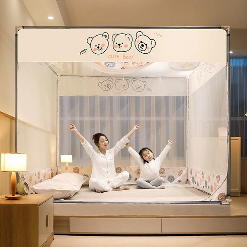 침대모기장 침상방지막지 폐쇄가정용 두꺼운 지지대 프린트 방진모기장, 출몰하다.