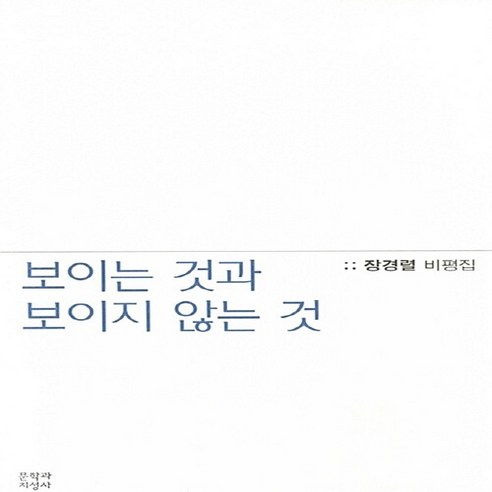 문학과지성사 새책-스테이책터 [보이는 것과 보이지 않는 것]-문학과지성사-장경렬 지음-비평론-20160425 출간-판형 142x2, 보이는 것과 보이지 않는 것, NSB9788932028613