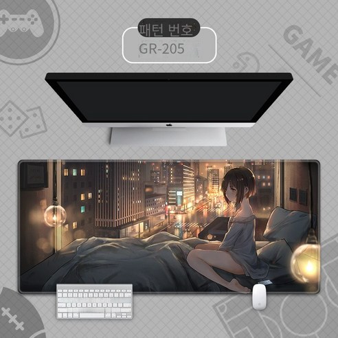 마우스 패드 대형 고급 사무실 책상 매트 일본 성격 컴퓨터 책상 매트 큰 두꺼운 미끄럼 방지 잠금 가장자리, {"크기":"370x250mm 2mm"}, GR-205