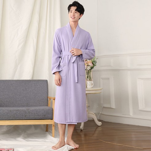 DFMEI-Y 얇은 목욕 가운 남성과 여성의 순수 컬러 흡수성 목욕 가운 호텔 잠옷 미용실 땀을 흘리는, DFMEI 보라색 [] 2012, M [150-100kg]