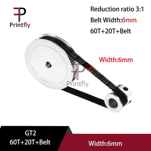 자전거 빅풀리 GT2 타이밍 벨트 풀리 60 치아 20 5mm8mm 감소 3113 폭 6mm 3D 프린터 액세서리, 20) 20T6.35  60T8  610MM