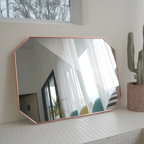 브래그디자인 부티퍼 팔각 거울 600 x 800 mm, 골드 욕실거울
