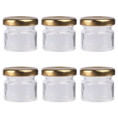 가인글로벌 원형쨈25 유리병 러그캡 골드, 6개, 34ml