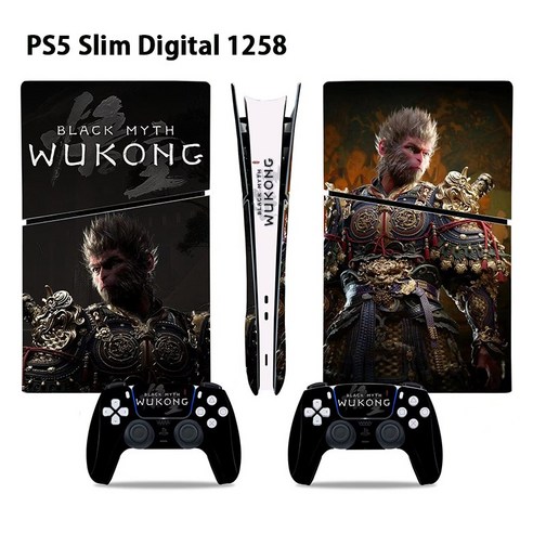 PS5 / PS5 Slim 검은신화 오공 스티커 콘솔 + 컨트롤러 스티커, 6세트, PS5 Slim Digital 1258