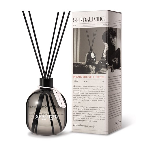 허브앤리빙 프리미엄 대용량 디퓨저 선물세트, 1개, 520ml, 밤쉘