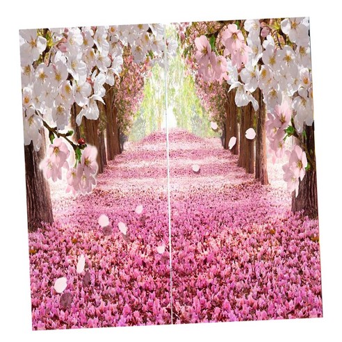 CY SHOP 매력적인 풍경 인쇄 창 커튼 드레이프, {"수건소재":"실키 새틴 폴리 에스터"}, 벚꽃 도로