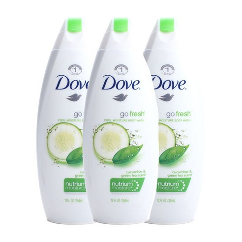 도브 고 프레시 쿨 모이스처 바디 워시 오이 & 그린 티 향, 354ml, 3개