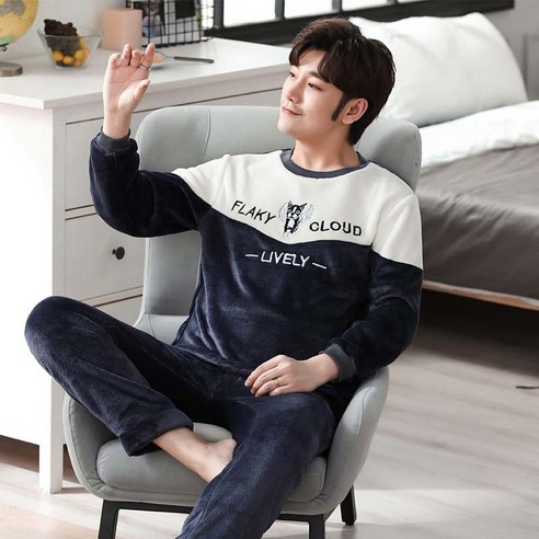 가을 겨울 두꺼운 플란넬 잠옷