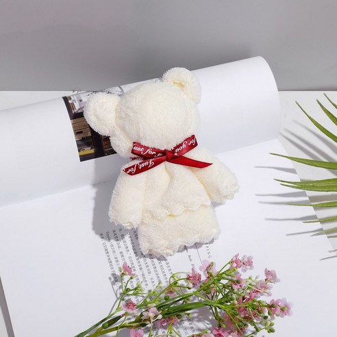 수건 케이스 작은 선물 귀엽다 결혼 실용 결혼식 답례 하다, 코랄 곰돌이~ 베이지, 30x30cm