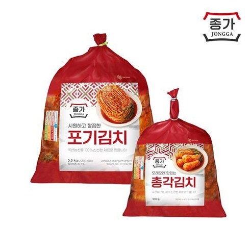 종가 종가집 중부식 포기김치 5.5kg + 총각김치 900g, 2개