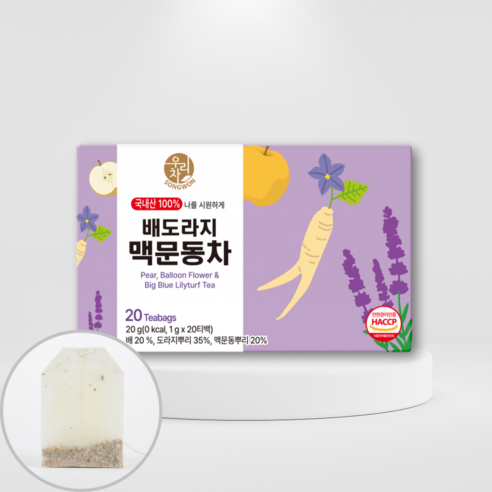 우리차 송원식품 배도라지 맥문동차 티백, 1개, 20개입, 1g
