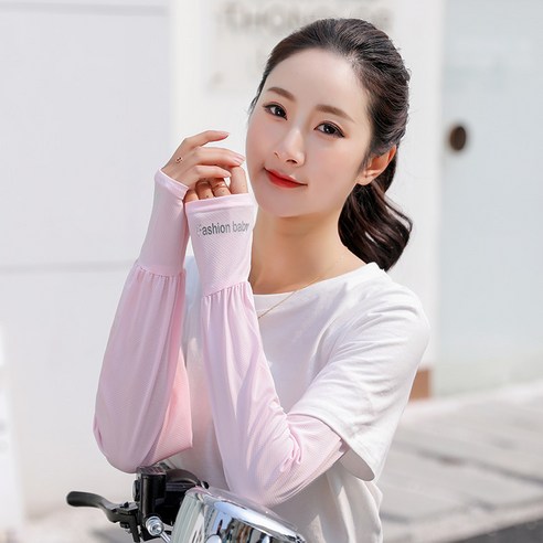 선 스크린 소매 여성 느슨한 문자 절반 손가락 긴 얼음 소매, 느슨한 가죽 분말, 평균 코드