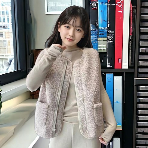 여성 후리스 뽀글이 조끼 집업 베스트 양털조끼
