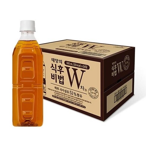 식후비법 W차 녹차 우롱차 무라벨, 500ml, 24개