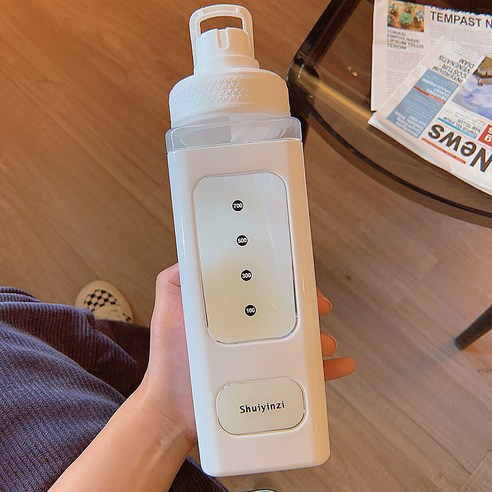 【휴대용 물병】크리 에이 티브 간단한 반대로 짚 플라스틱 컵 남성과 여성 스포츠 모리 휴대용 유행 휴대용 컵, 색깔4_컵