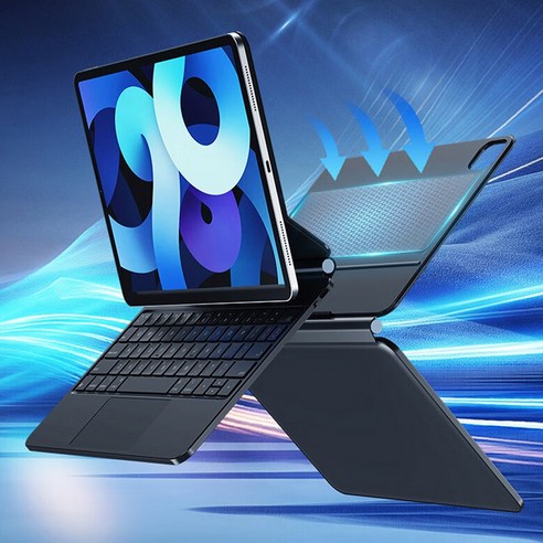 iPad Pro/iPad Air Magnetic Solar Magic Keyboard에 적합 5세대 11인치 무정전 전원 공급 장치 자기 키보드(photovoltaic), Black