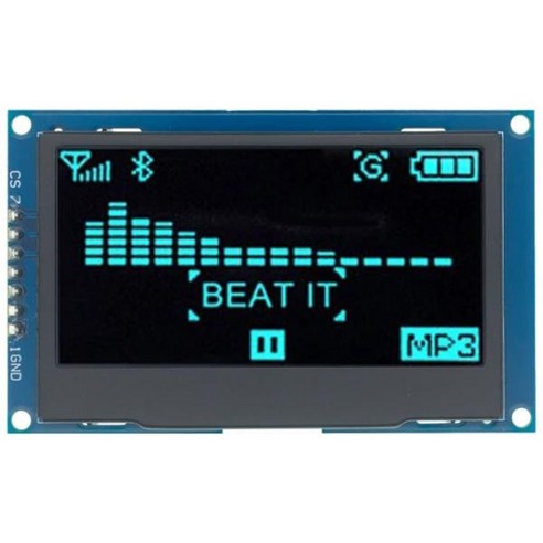 2.42 인치 12864 128×64 OLED 디스플레이 모듈 C51 STM32 SSD1309 용 IIC I2C SPI 직렬 LCD 화면 (흰색 글꼴), 흰색 글꼴, 파란색