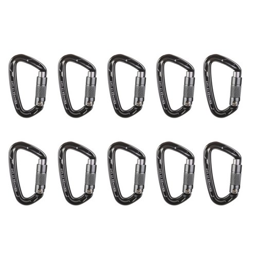 10 조각 24KN 경량 알루미늄 Carabiner D 모양 상승 회색을 위해 잠그기, 회색