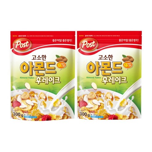 포스트 고소한 아몬드 후레이크 시리얼, 300g, 2개