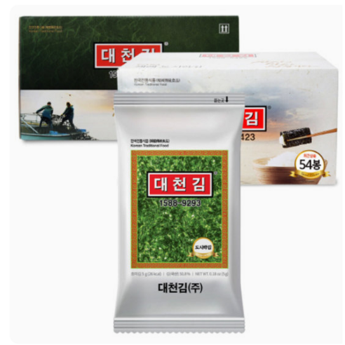 대천김 재래도시락김 5g * 54봉, 54개