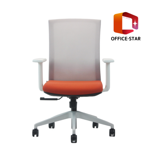 일본정품브랜드 OFFICE . STAR ENE-X 사무용 의자 회의실용 학생용 컴퓨터 메쉬 체어, 흰색 + 회색 + 주황색