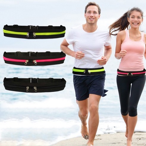 러닝벨트 스포츠 힙색 런닝 마라톤 플립벨트, 분홍+검정, 1개