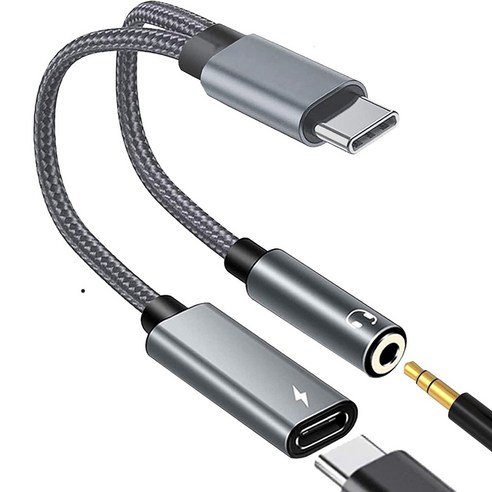 Xzante USB C - 3.5mm 오디오 어댑터 PD 60W Type 헤드폰 잭 동글(충전 포함) Mackbook Pro와 호환 가능, 회색