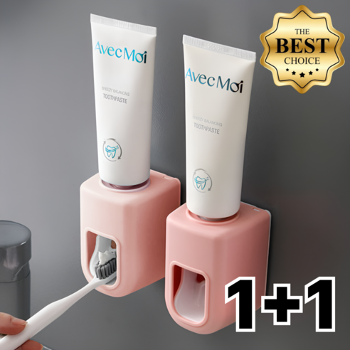 하옴 원터치 무타공 치약 디스펜서, 핑크+핑크, 1개